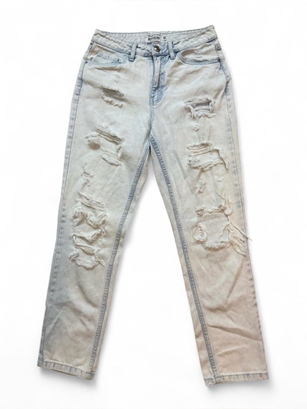 Refuge Light Wash Boyfriend Distressed Jeans